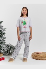 Новогодняя пижама для девочки Праздник-1 кармеланж