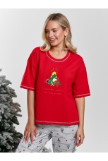 Новогодняя пижама family look Праздник-3 красный