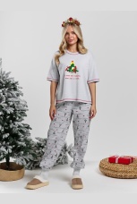 Пижама новогодняя family look Праздник-3 кармеланж
