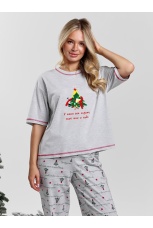 Пижама новогодняя family look Праздник-3 кармеланж