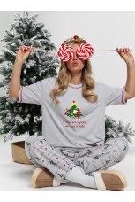 Пижама новогодняя family look Праздник-3 кармеланж