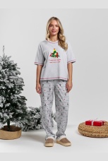 Пижама новогодняя family look Праздник-3 кармеланж