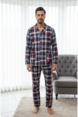 Мужская пижама фланель с начесом, красная клетка