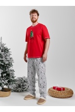 Мужская новогодняя пижама Праздник-5 красный