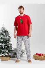 Мужская новогодняя пижама Праздник-5 красный