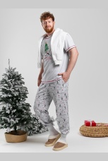 Новогодняя пижама family look Праздник-5 кармеланж