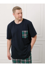 Мужская пижама, брюки в зеленую клетку, большие размеры