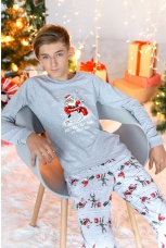 Новогодняя пижама для мальчика Лапландия-2 серый
