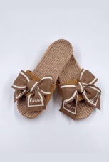 Женские тапочки Бантик, плетенные, резиновая подошва