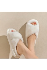Женские тапочки Пушистые, крестик, резиновая подошва