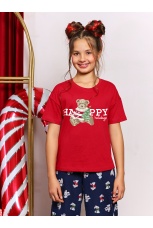 Новогодняя пижама для девочки Коляда-1 бордовый