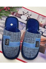 Мужские тапочки Джинса+велсофт, закрытый нос, мягкая подошва