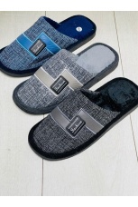Мужские тапочки Джинса+велсофт, закрытый нос, мягкая подошва