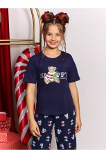 Новогодняя пижама для девочки Коляда-1 темно-синий