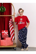 Новогодняя пижама для мальчика Коляда-2 бордовый