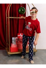Новогодняя пижама для мальчика Коляда-2 бордовый