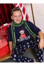 Новогодняя пижама для мальчика Коляда-2 темно-синий