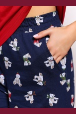 Женская новогодняя пижама family look Коляда-3 бордовый