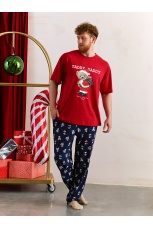 Новогодняя мужская пижама Коляда-4 бордовый