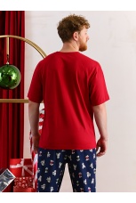 Новогодняя мужская пижама Коляда-4 бордовый