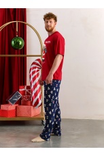 Новогодняя мужская пижама Коляда-4 бордовый
