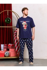 Новогодняя мужская пижама Коляда-4 темно-синий