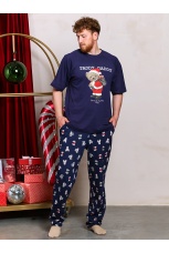 Новогодняя мужская пижама Коляда-4 темно-синий