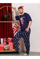 Новогодняя мужская пижама Коляда-4 темно-синий