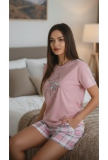 Женская пижама розовая, с котом