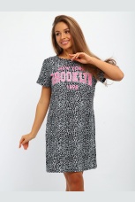 Туника женская черная, леопард с надписью