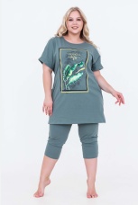 Костюм женский больших размеров, оливковый