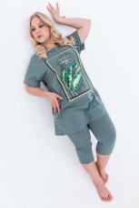 Костюм женский больших размеров, оливковый