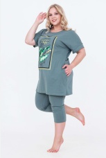Костюм женский больших размеров, оливковый