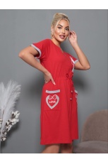 Халат женский красный с котом