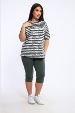 Костюм женский в полоску с надписями, хаки