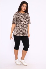 Костюм женский с бриджами леопард, коричневый