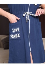 Халат женский темно-синий, панды