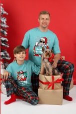 Пижама для мальчика новогодняя family look Традиция-1 ментоловый