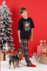 Пижама для мальчика новогодняя family look Традиция-1 черный