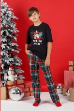 Пижама для мальчика новогодняя family look Традиция-1 черный